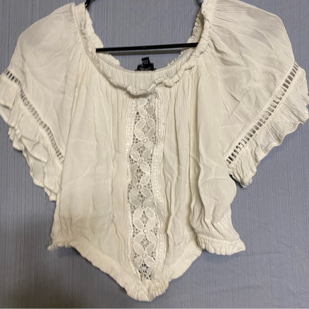 Ambiance Cream Lace Accent Blouse